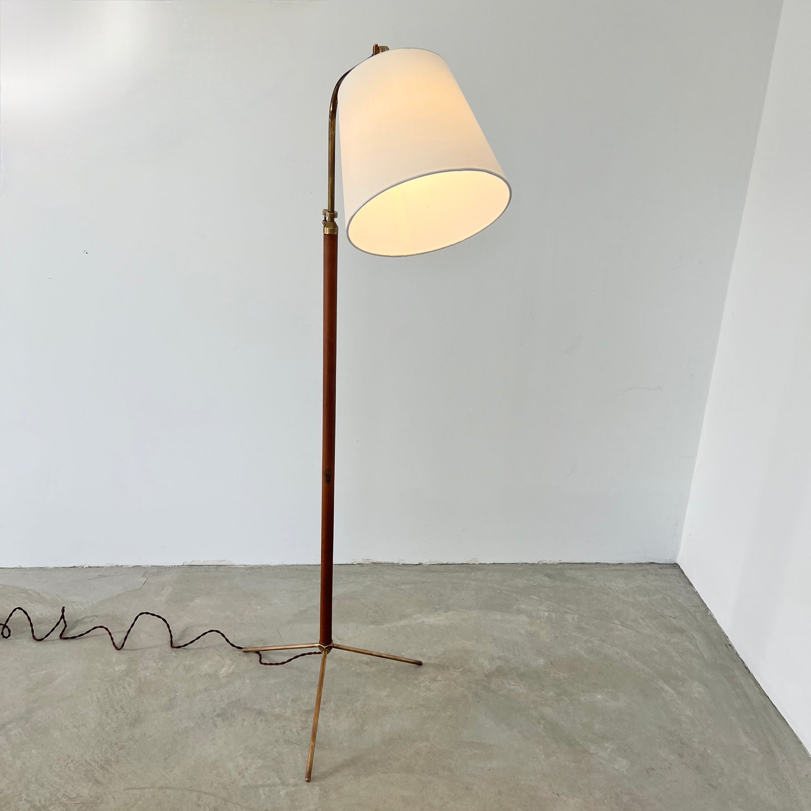 Tan Leather Floor Lamp