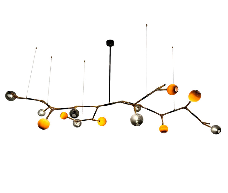 Mantis 13 Bronze and Glass Chandelier