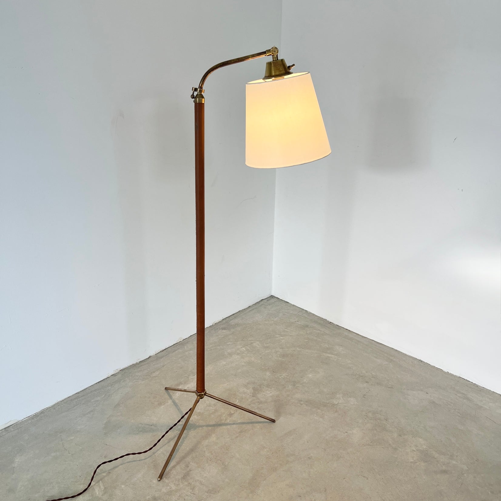 Tan Leather Floor Lamp