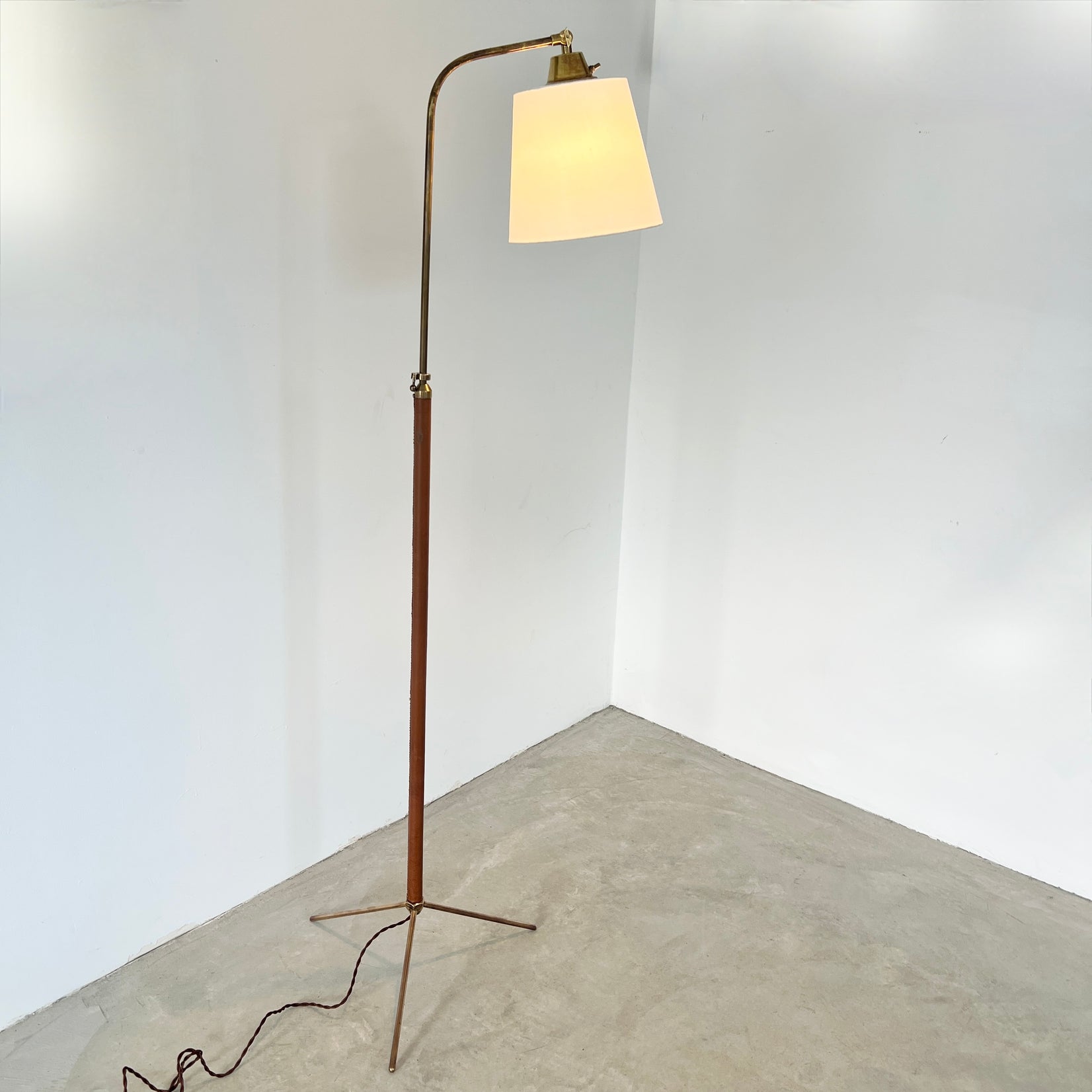Tan Leather Floor Lamp