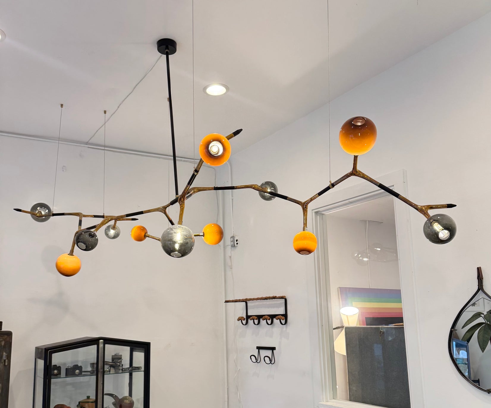 Mantis 13 Bronze and Glass Chandelier
