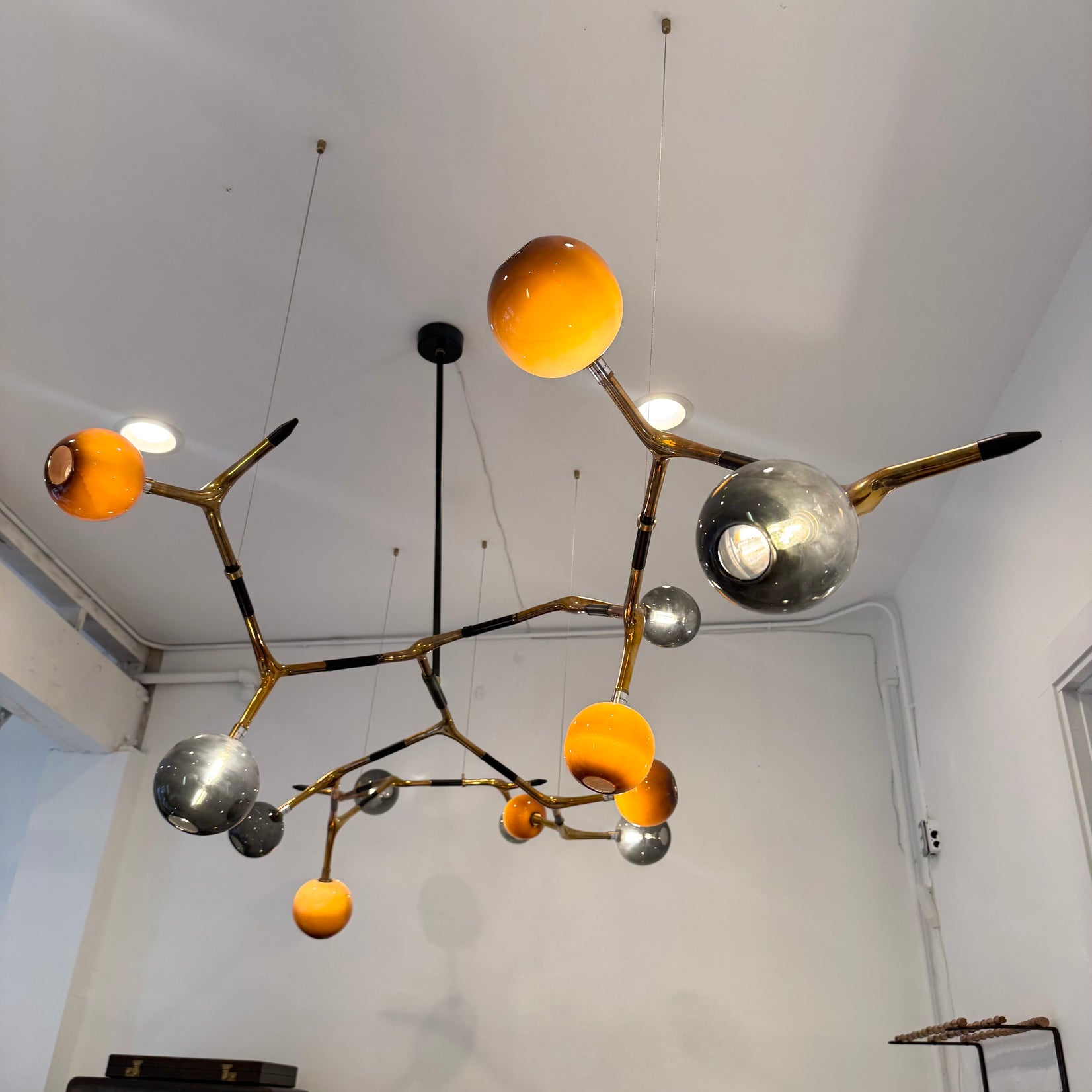 Mantis 13 Bronze and Glass Chandelier