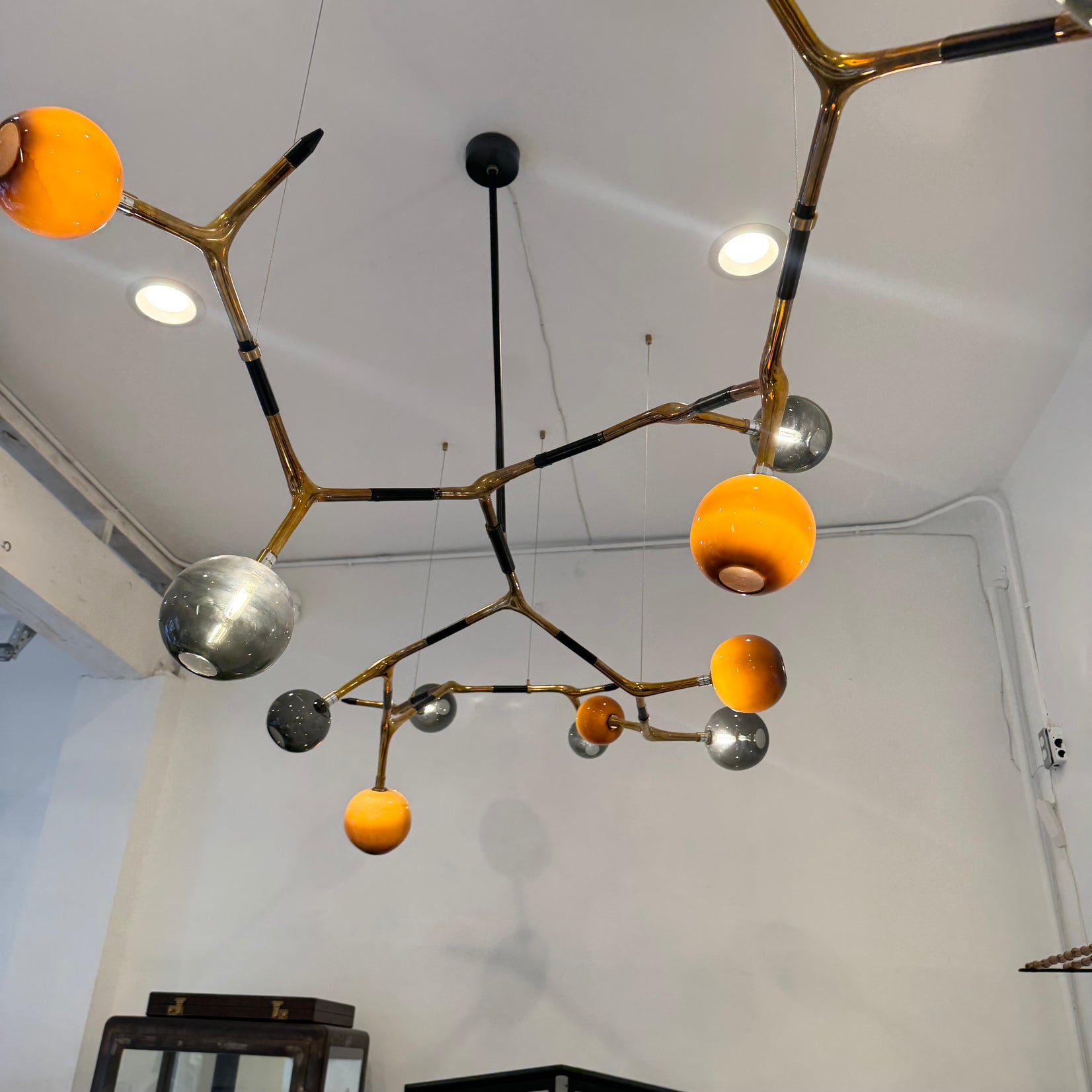 Mantis 13 Bronze and Glass Chandelier