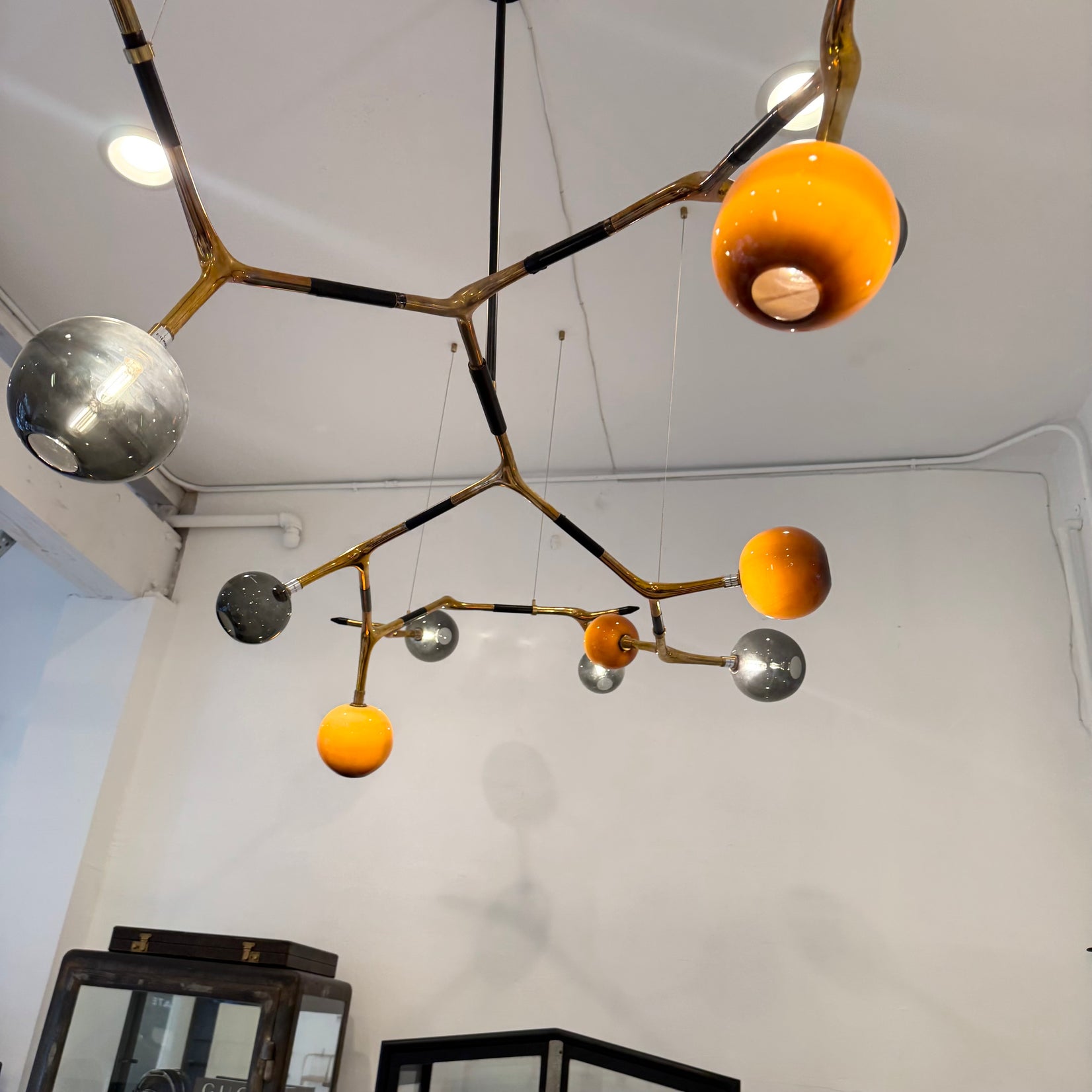 Mantis 13 Bronze and Glass Chandelier