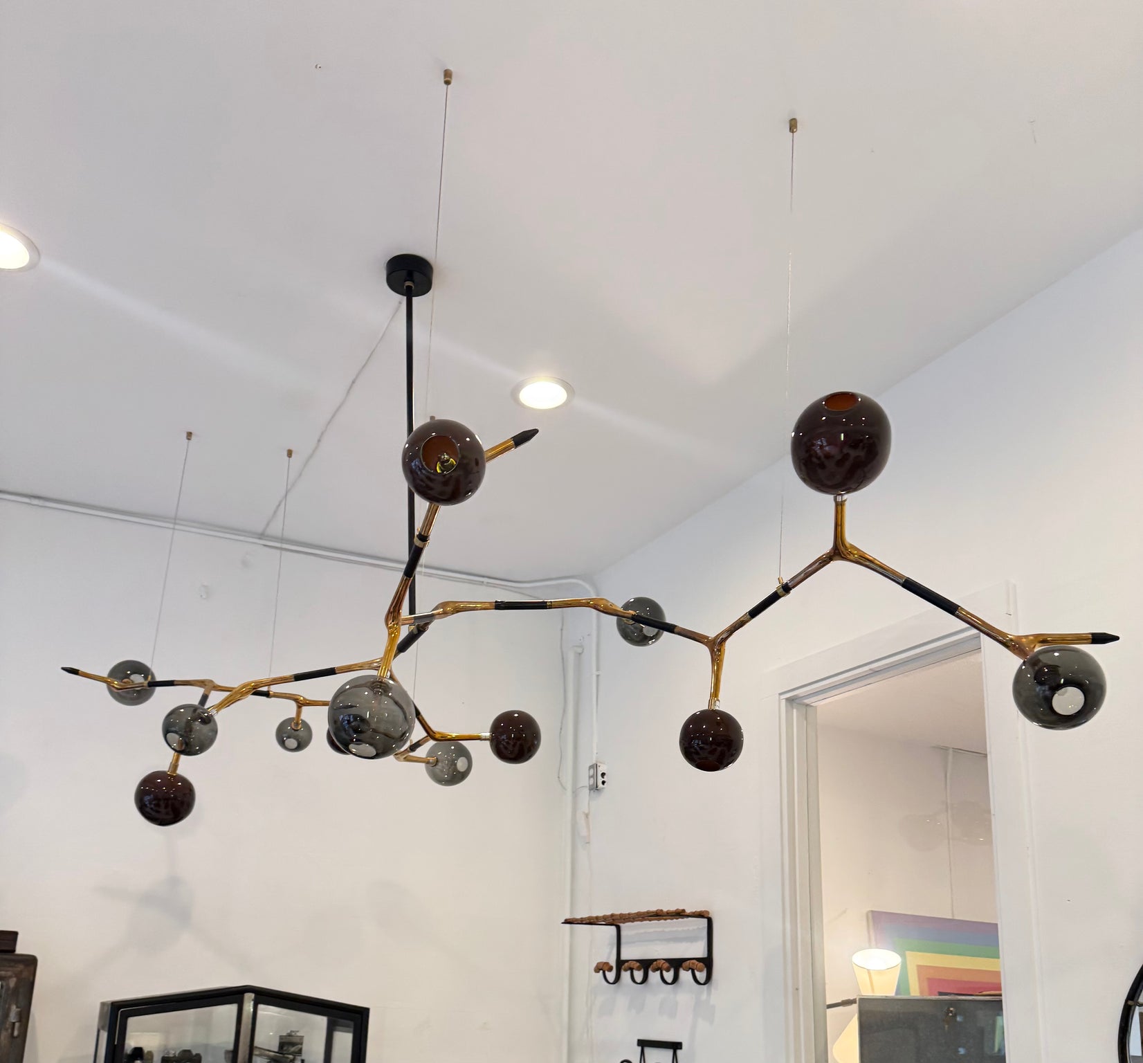 Mantis 13 Bronze and Glass Chandelier
