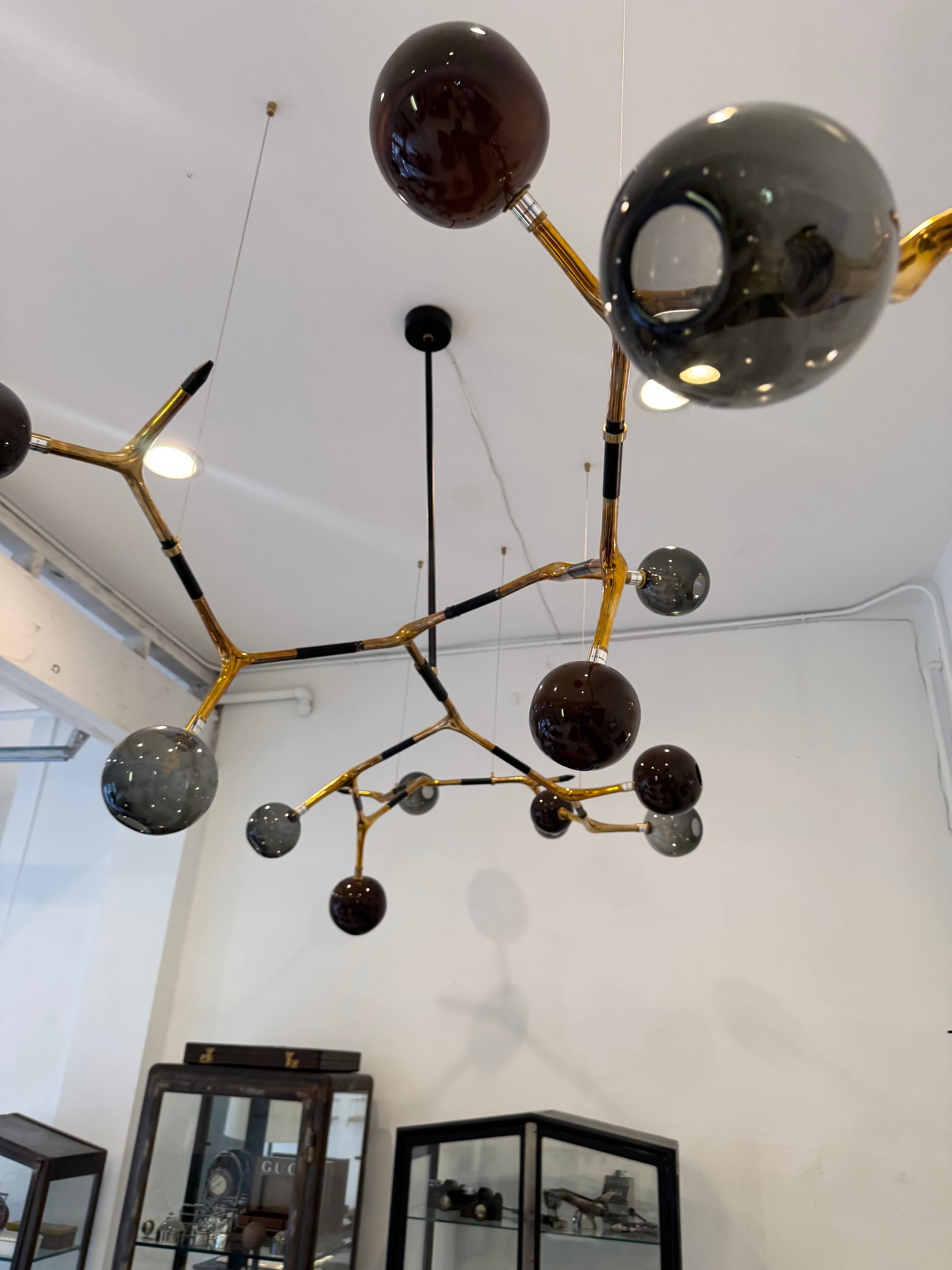 Mantis 13 Bronze and Glass Chandelier