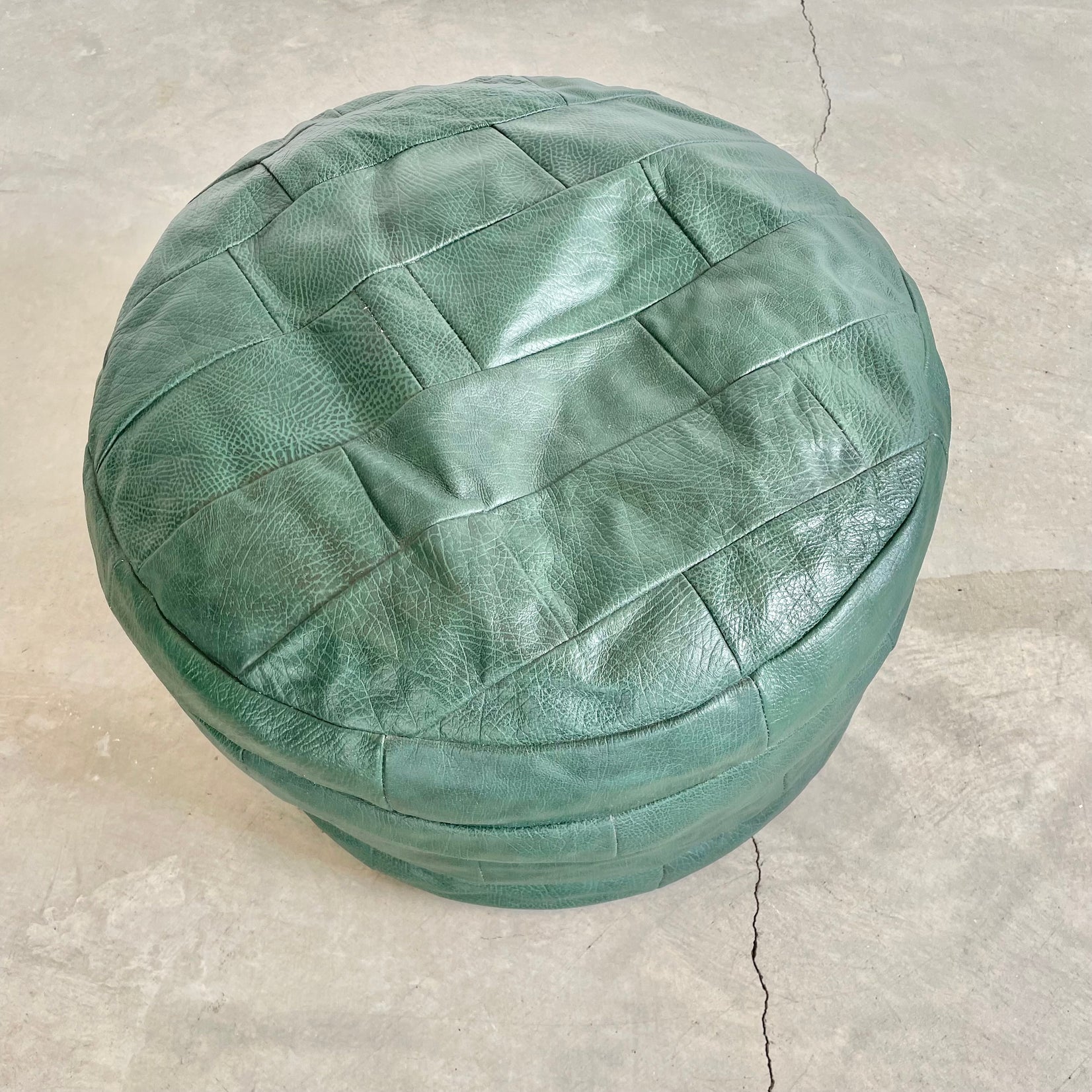 De Sede Emerald Green Leather Patchwork Ottoman, 1970s Switzerland