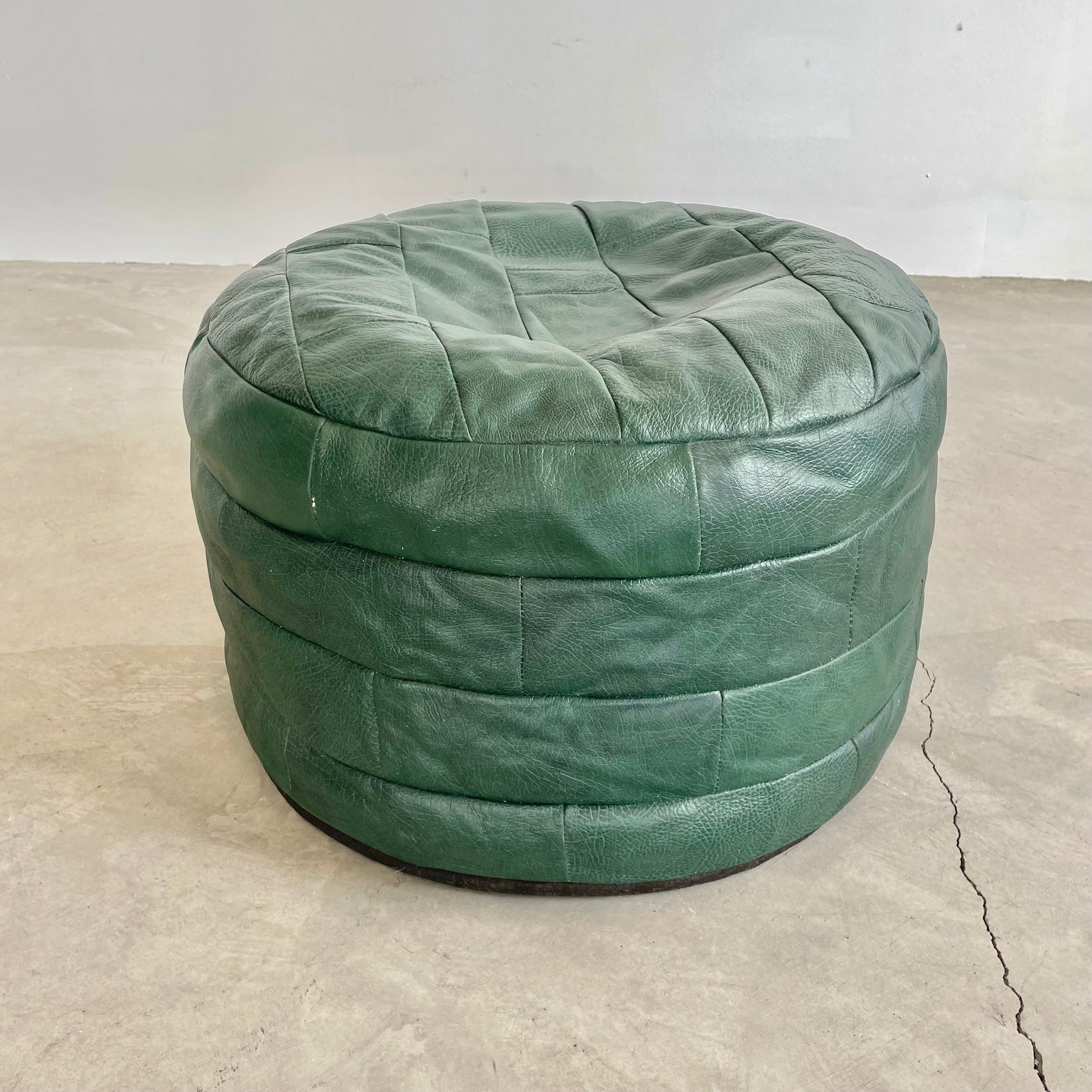 De Sede Emerald Green Leather Patchwork Ottoman, 1970s Switzerland
