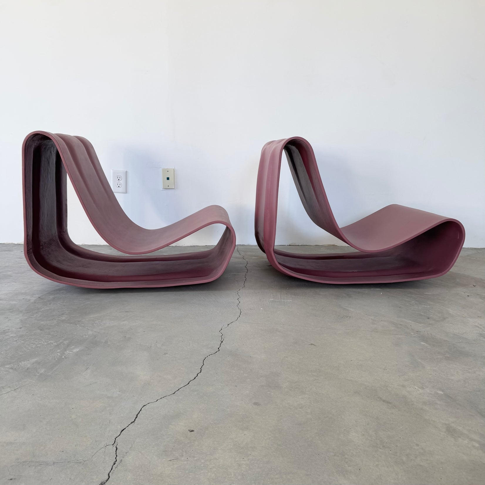 Pair of Pink Concrete Loop Chairs