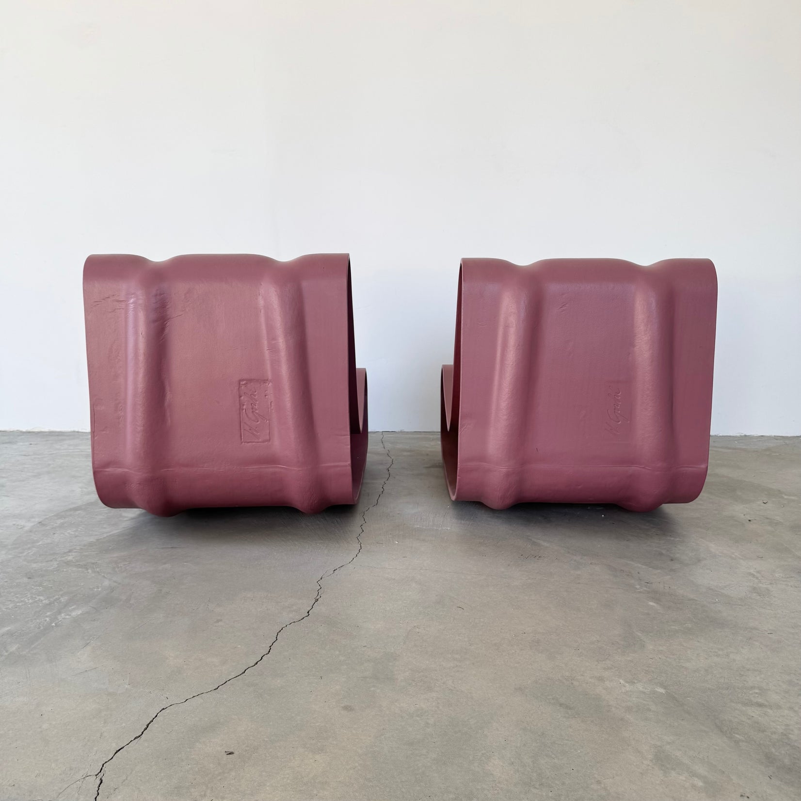 Pair of Pink Concrete Loop Chairs