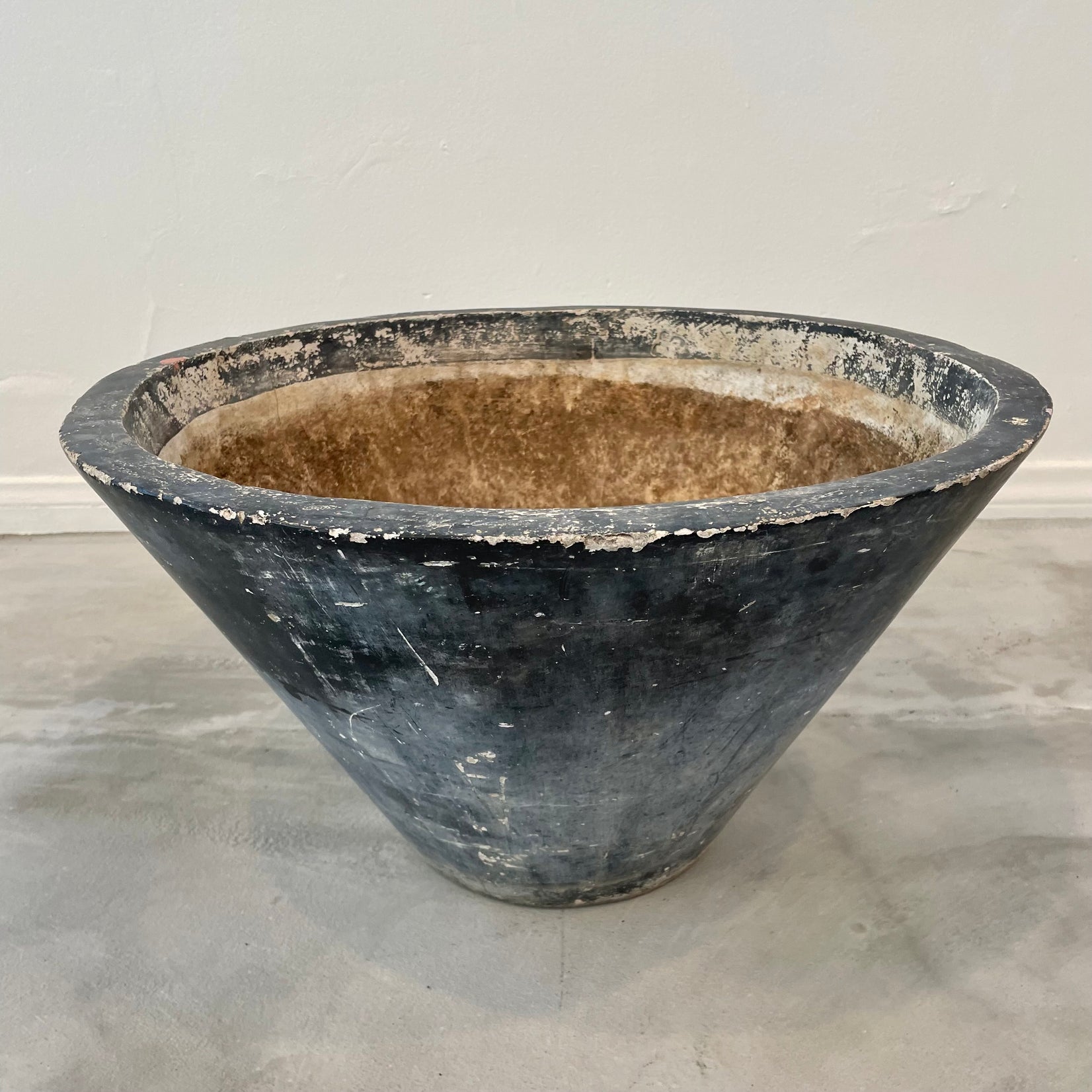 black concrete plant pot Willy Guhl Black Concrete Cone Flower Pot, 1960s Switzerland
