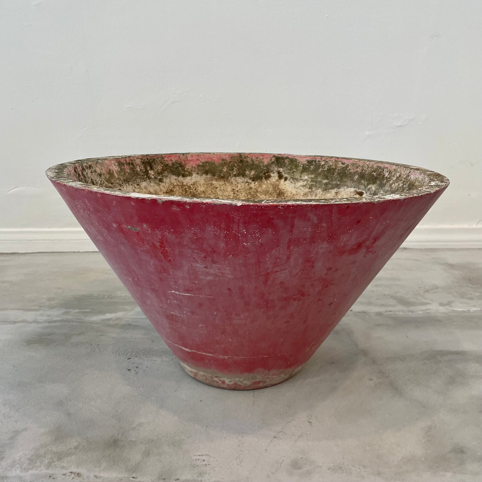 Willy Guhl Red Concrete Cone Flower Pot, 1960s Switzerland