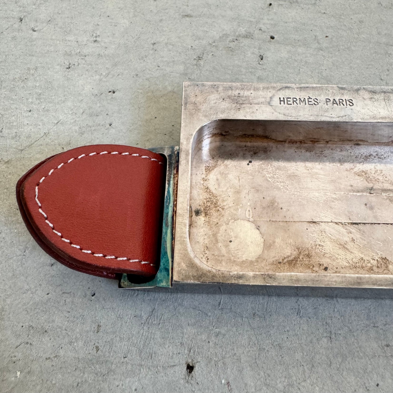 Leather and Metal Desk Tray