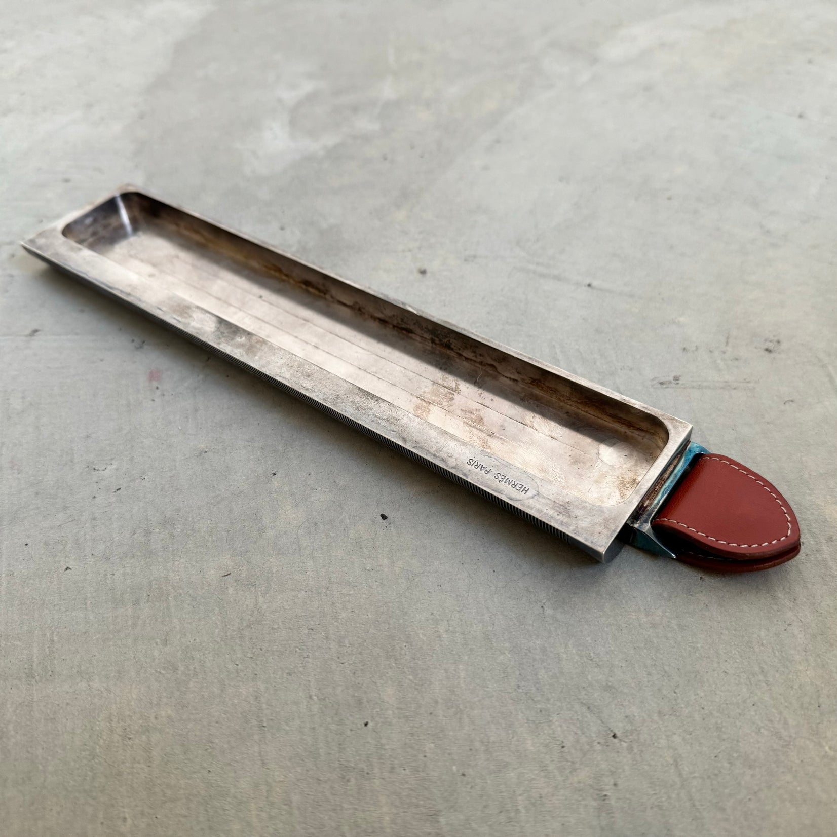 Leather and Metal Desk Tray