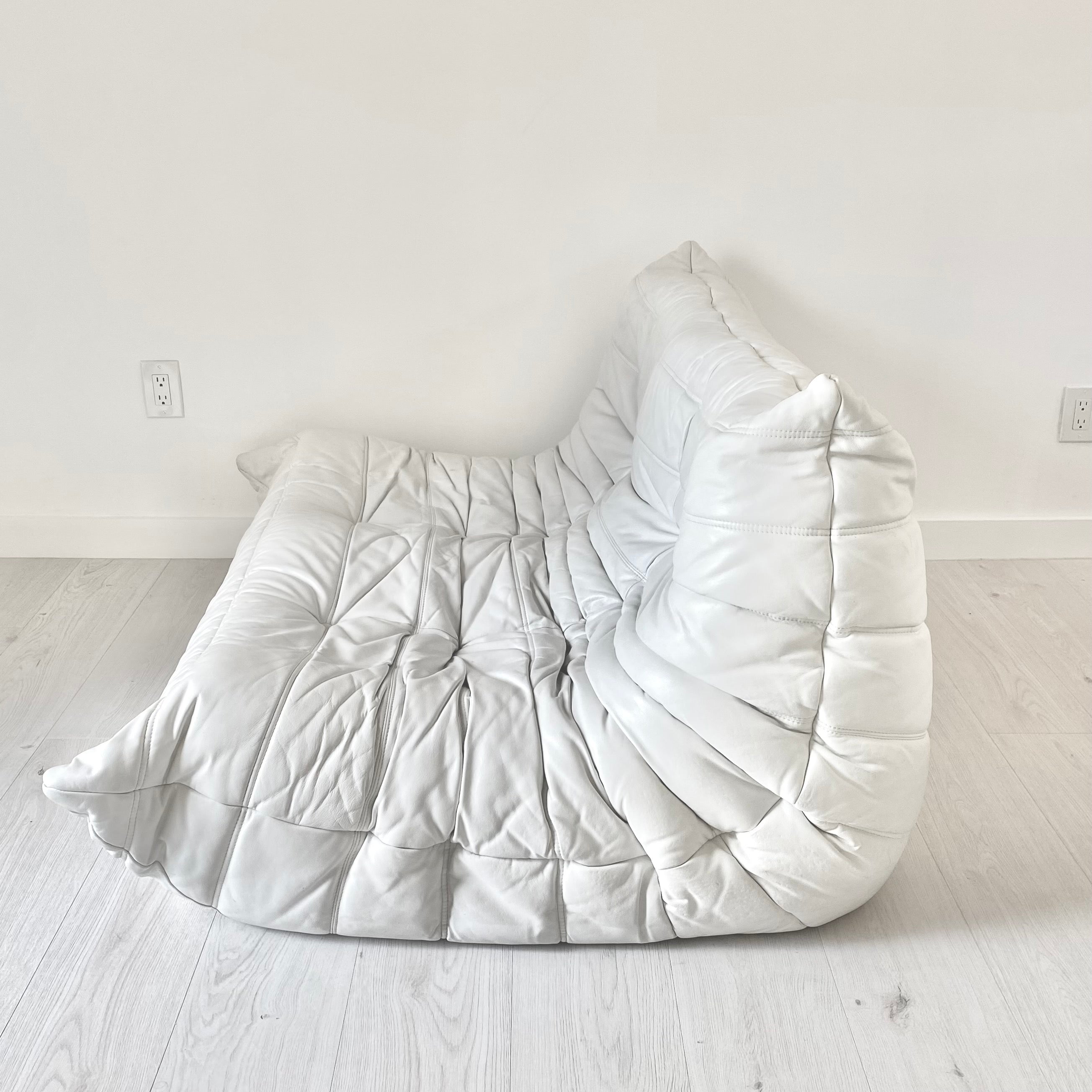 Two Seater Togo Sofa in White Leather