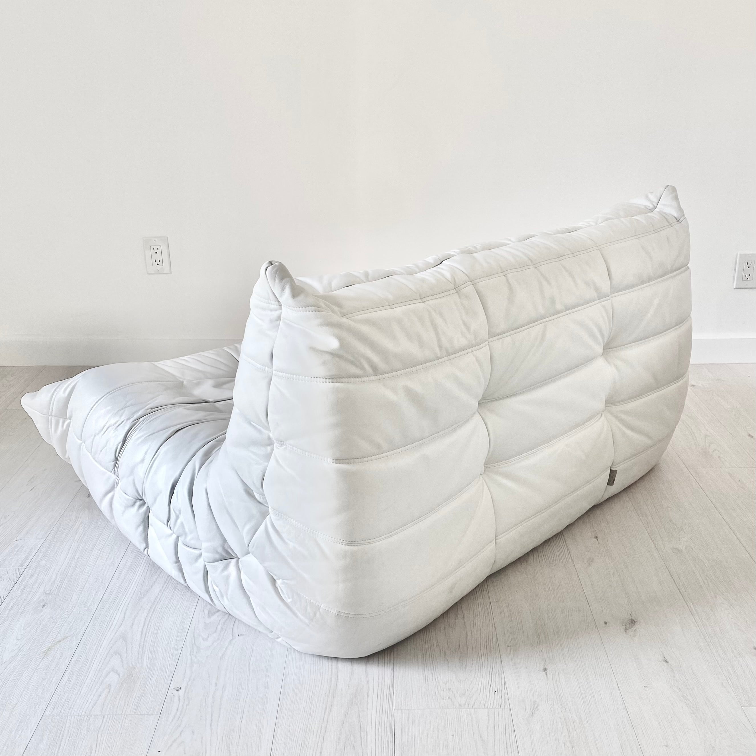 Two Seater Togo Sofa in White Leather
