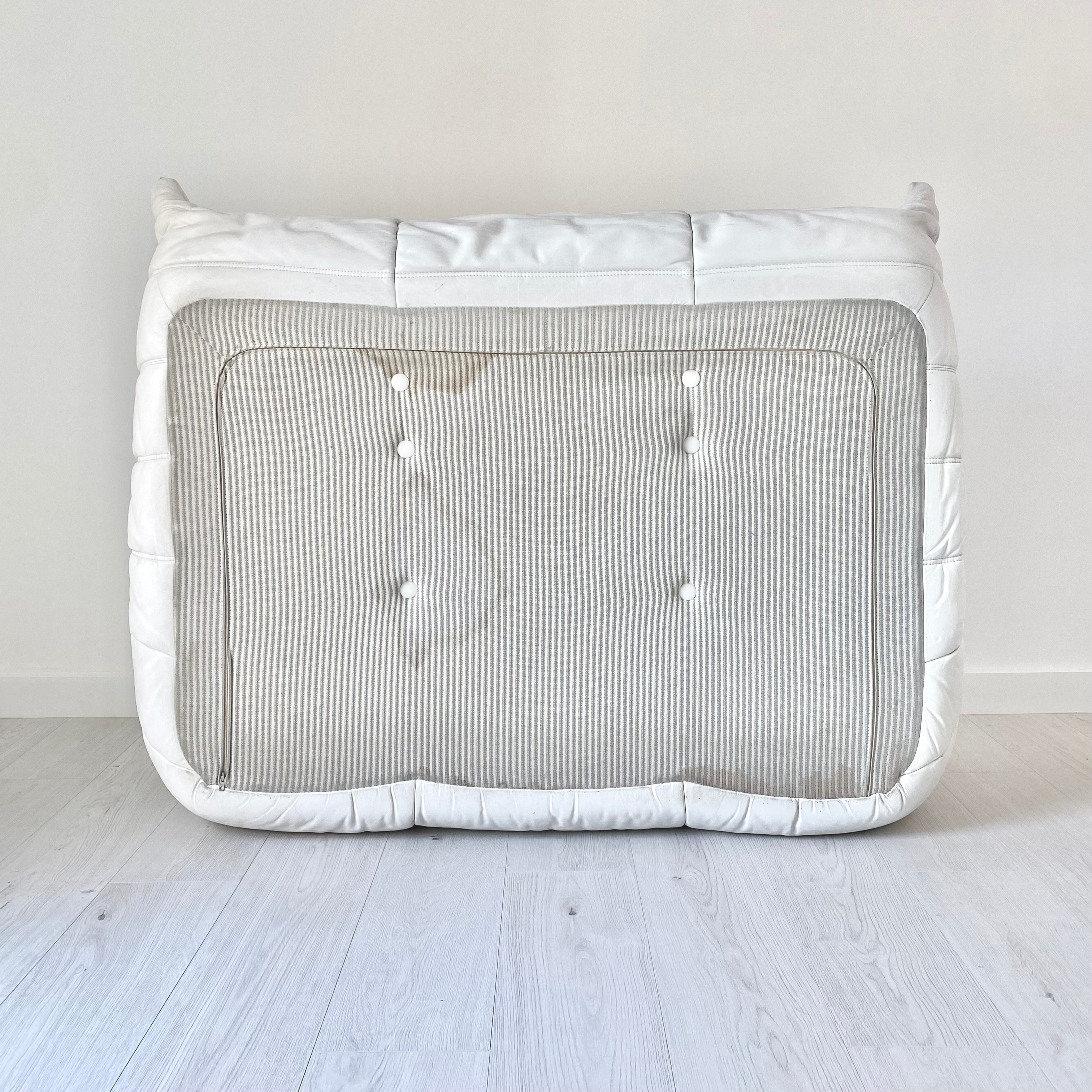 Two Seater Togo Sofa in White Leather