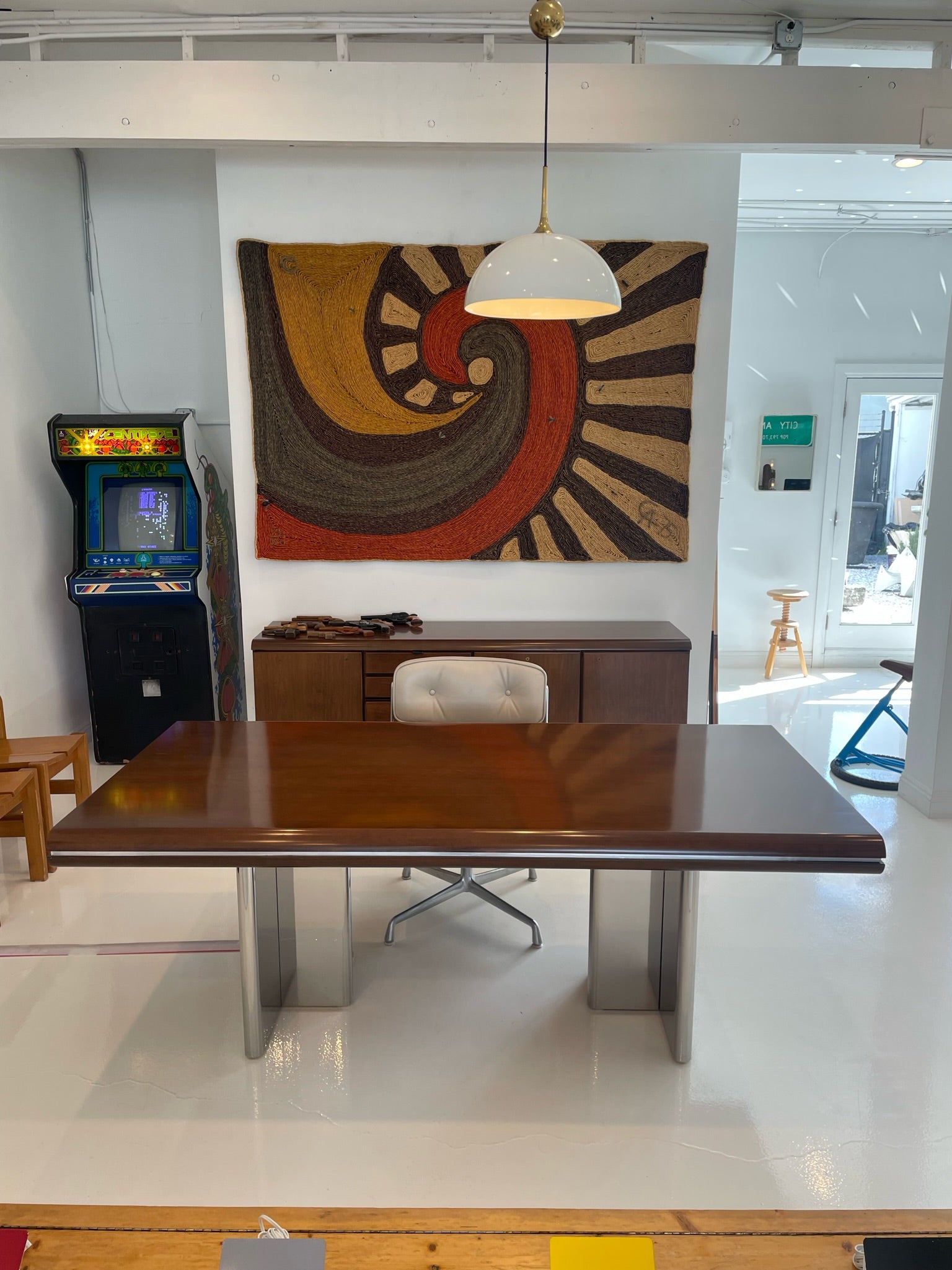Hans Von Klier Walnut and Chrome Desk, 1970s Italy