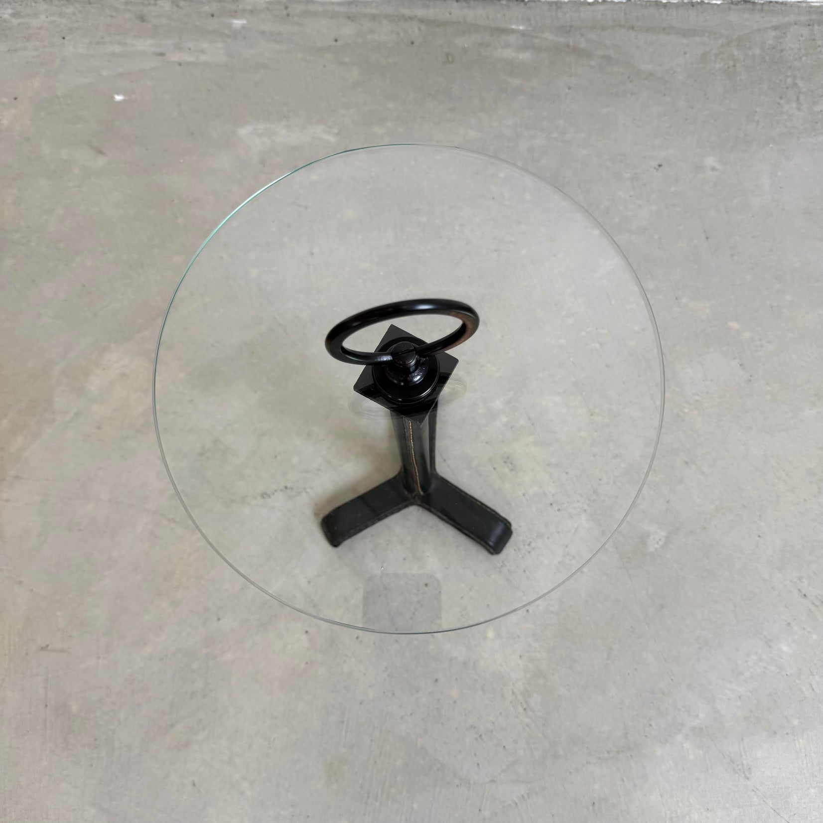 Leather and Glass Cocktail Table