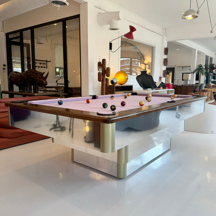 Polished Aluminum and Brass Pool Table