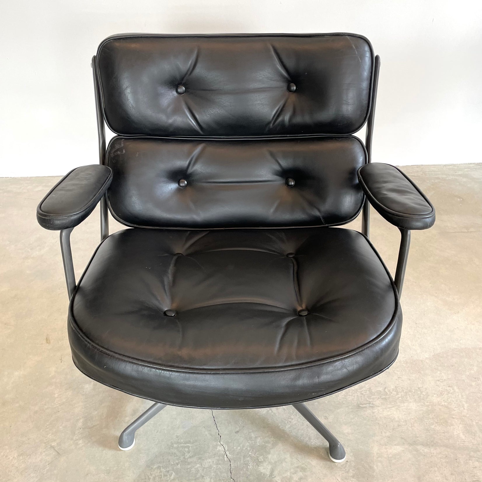 Eames Time Life Lobby Lounge Chair in Black Leather for Herman Miller, 1980s USA