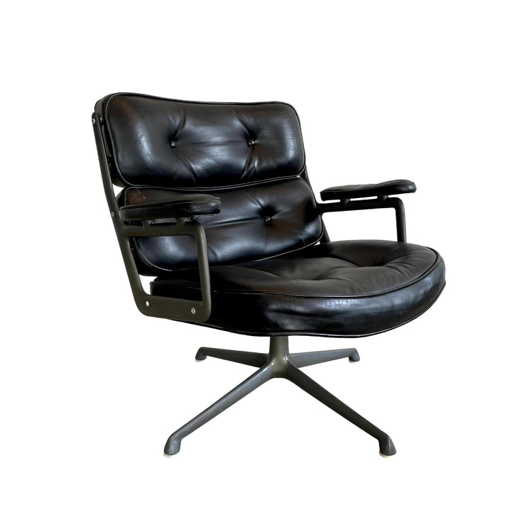 Eames Time Life Lobby Lounge Chair in Black Leather for Herman Miller, 1980s USA