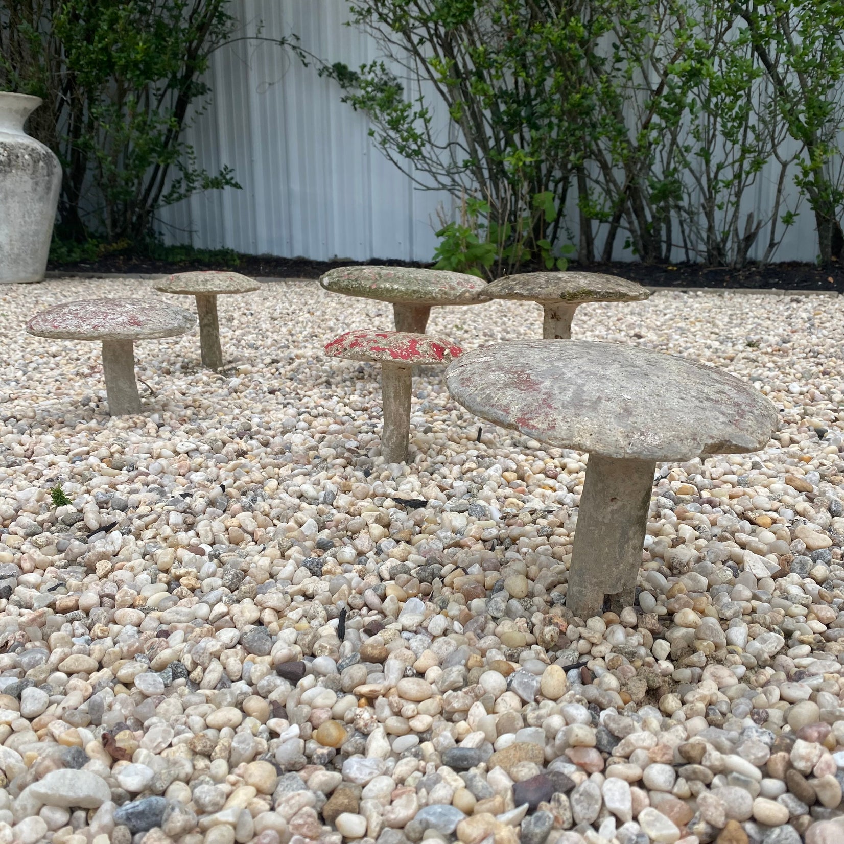 Set of 6 Concrete Mushrooms, 1950s France