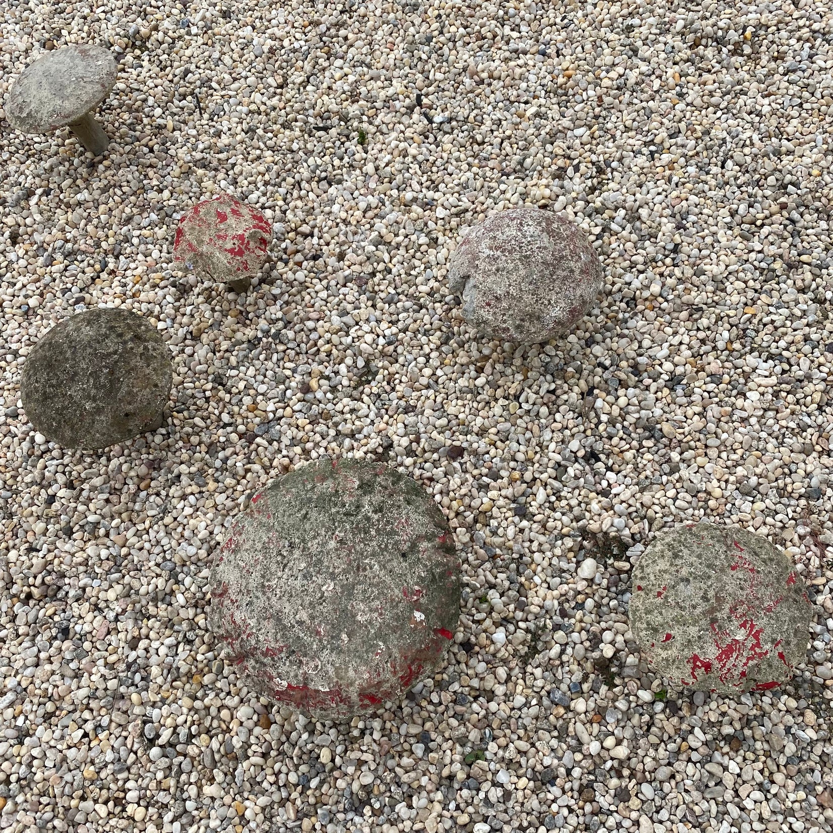 Set of 6 Concrete Mushrooms, 1950s France