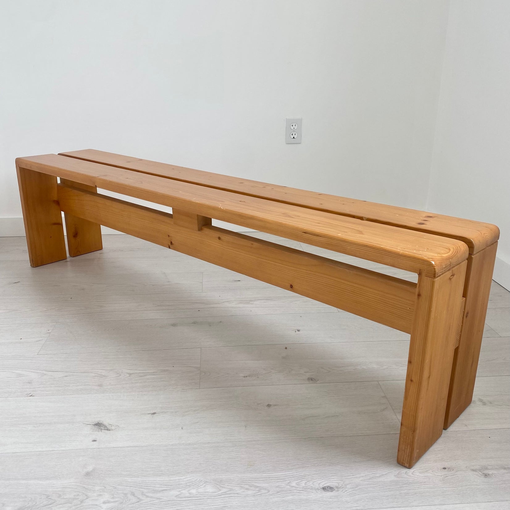 Charlotte Perriand Long Pine Bench for Les Arcs, 1970s France