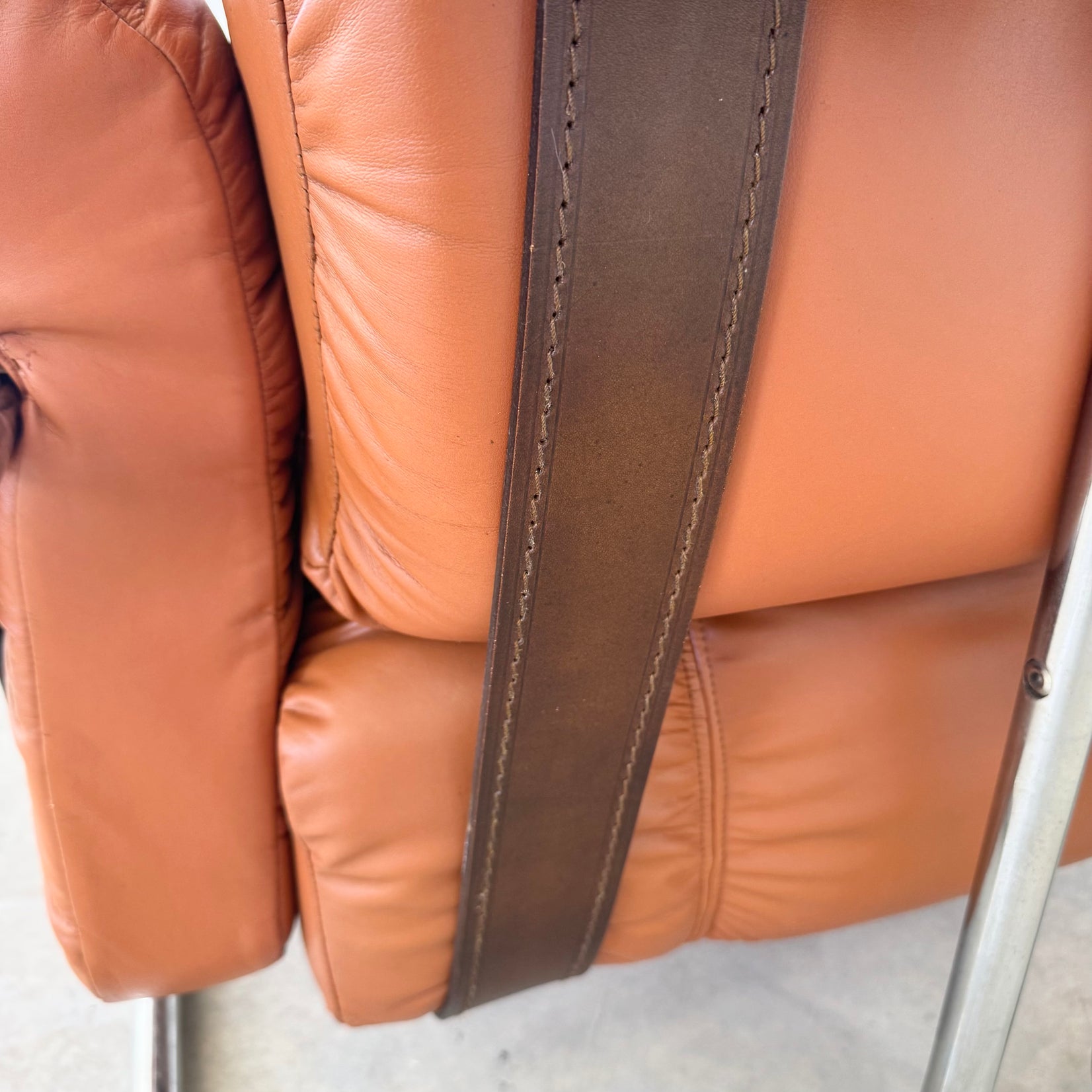 Cognac Leather and Chrome Lounge Chair