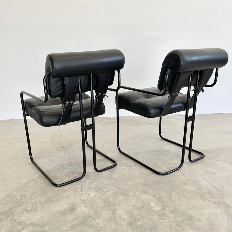 Set of 6 Black Leather Tucroma Dining Chairs