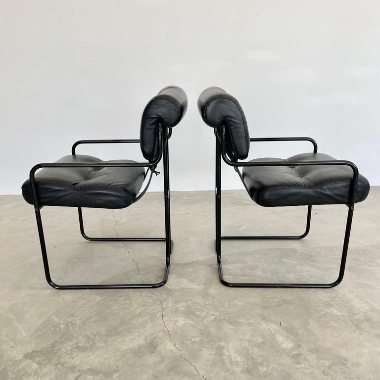 Set of 6 Black Leather Tucroma Dining Chairs