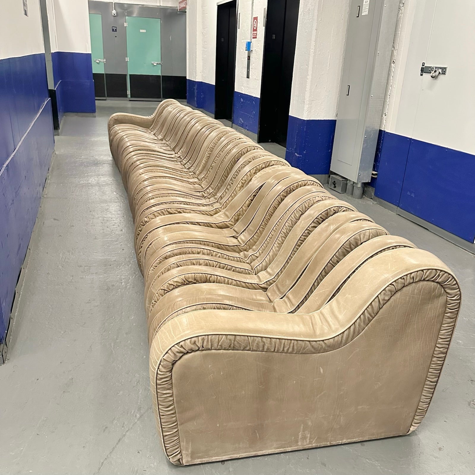 Leather Serpentine Sofa