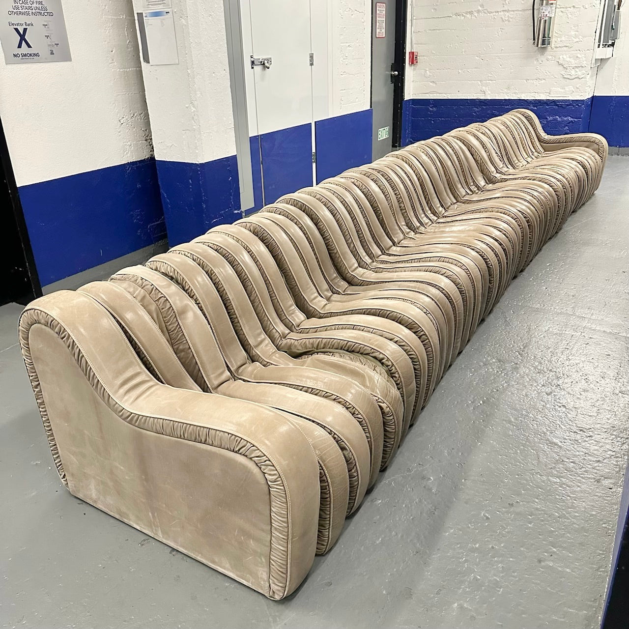 Leather Serpentine Sofa