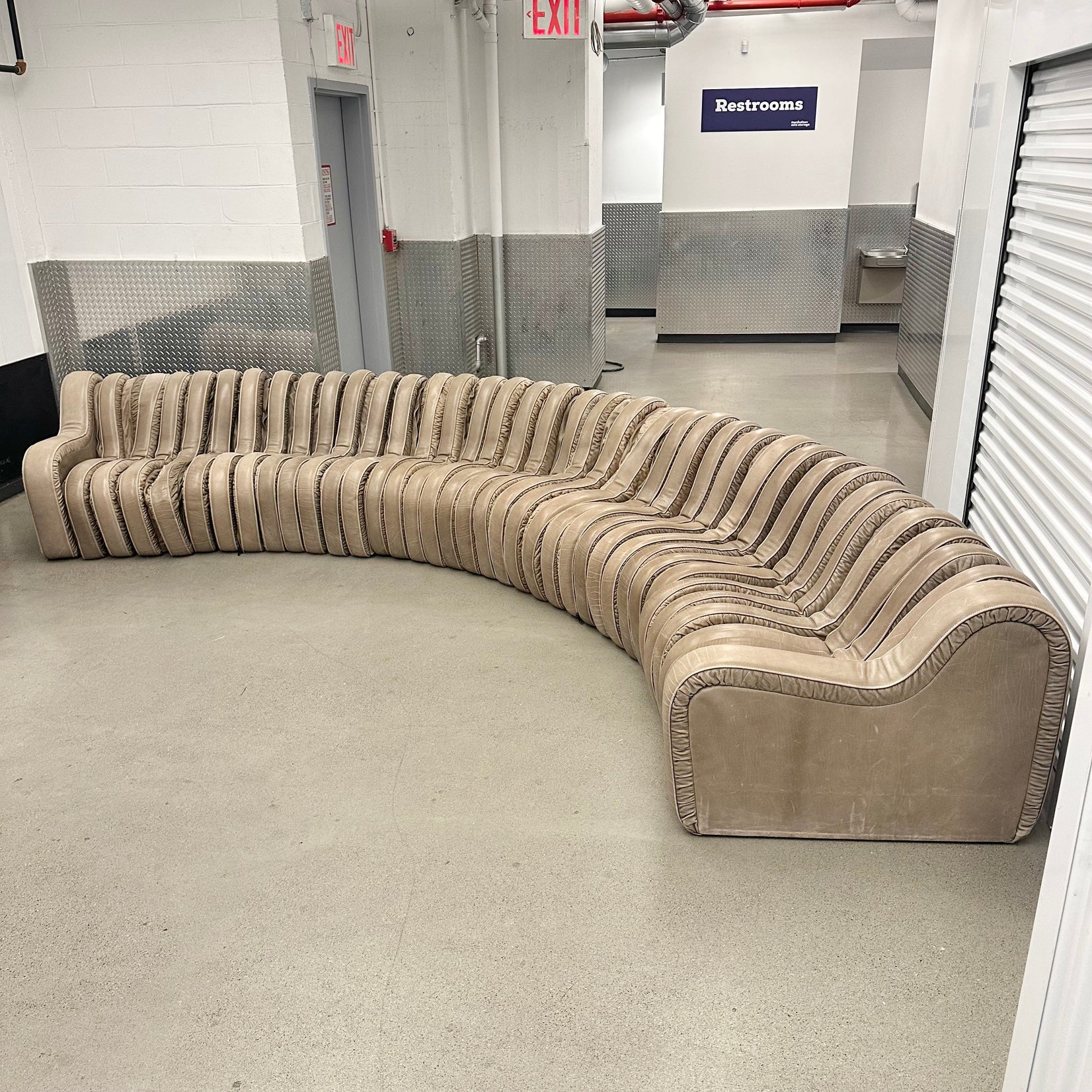 Leather Serpentine Sofa