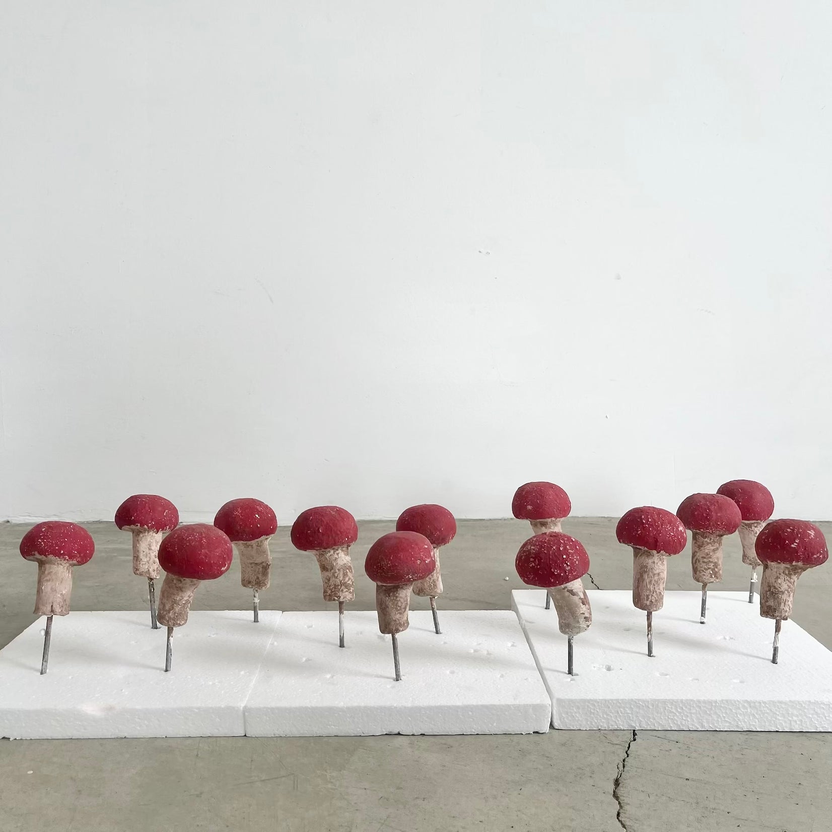 Set of 13 Concrete Mushrooms