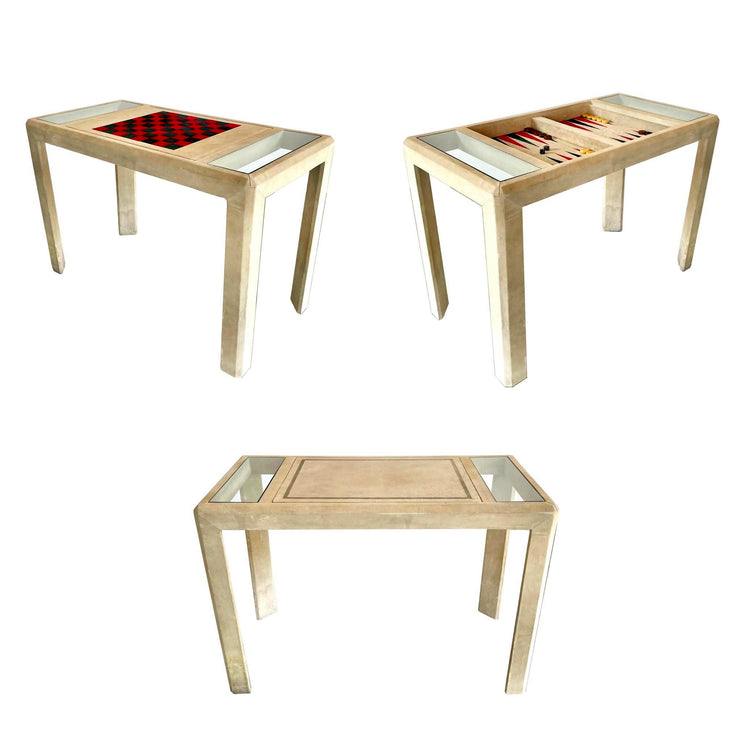 Suede Backgammon and Chess Table, 1990s USA
