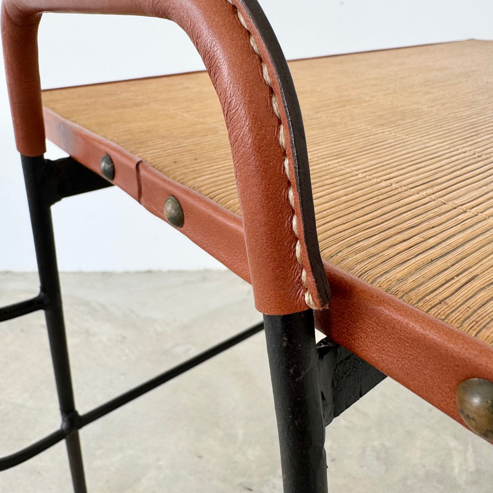 Leather and Iron Side Table / Magazine Rack