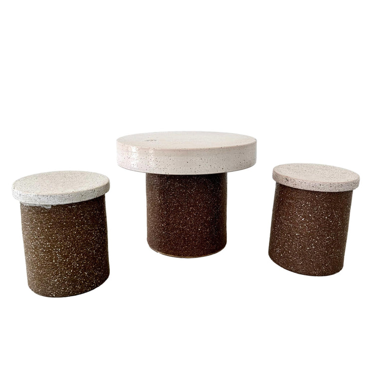 Ceramic Table and Stools