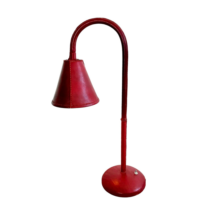 Valenti Oxblood Leather Table Lamp, 1970s Spain
