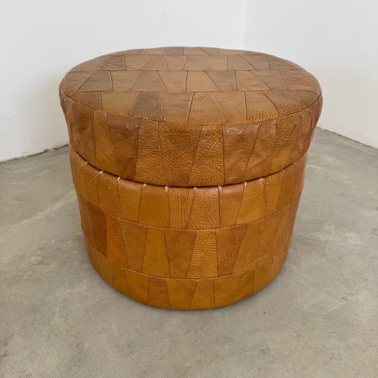 Saddle Leather Patchwork Ottoman