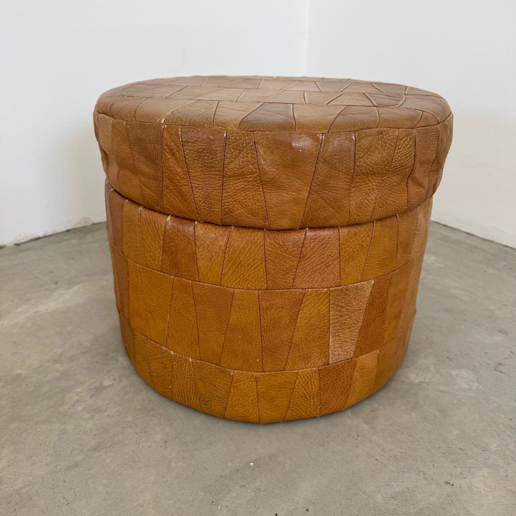 Saddle Leather Patchwork Ottoman