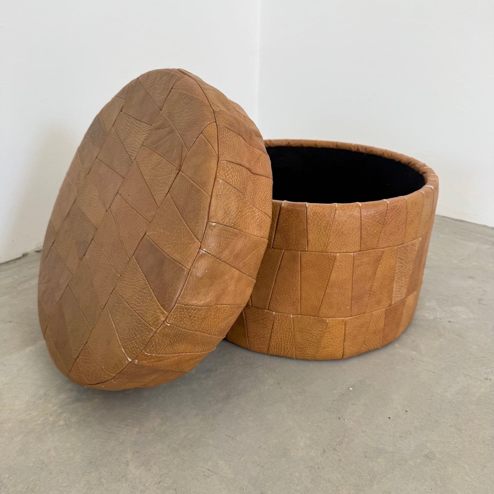 Saddle Leather Patchwork Ottoman