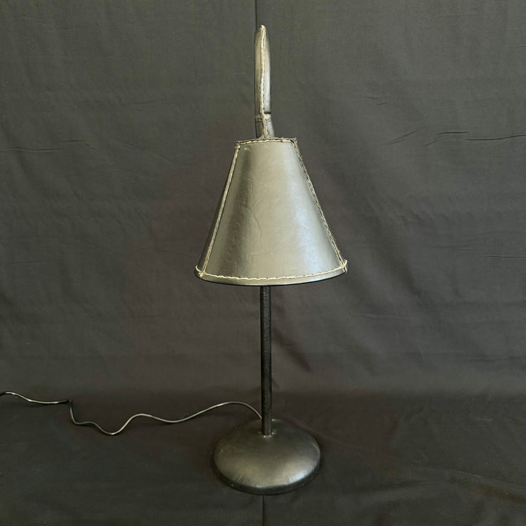 Valenti Black Leather Table Lamp, 1970s Spain