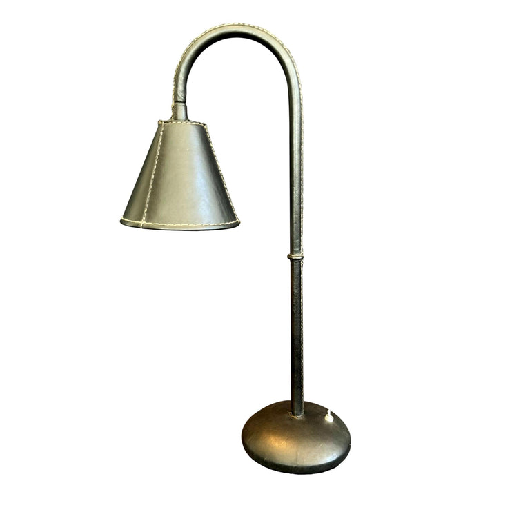 Valenti Black Leather Table Lamp, 1970s Spain