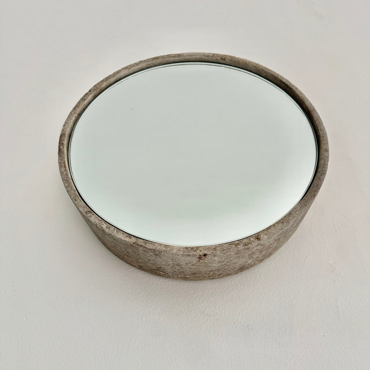 Circular Willy Guhl Concrete Mirror, 1960s Switzerland
