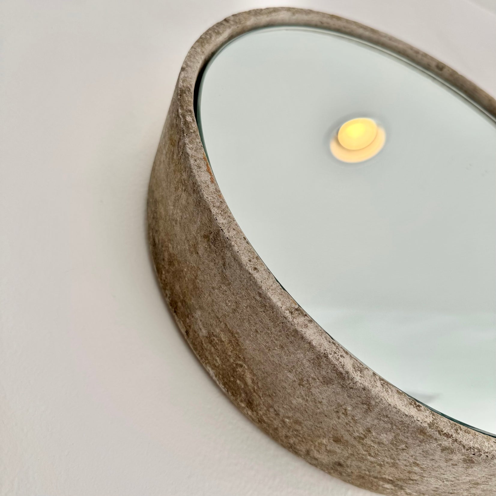 Circular Willy Guhl Concrete Mirror, 1960s Switzerland