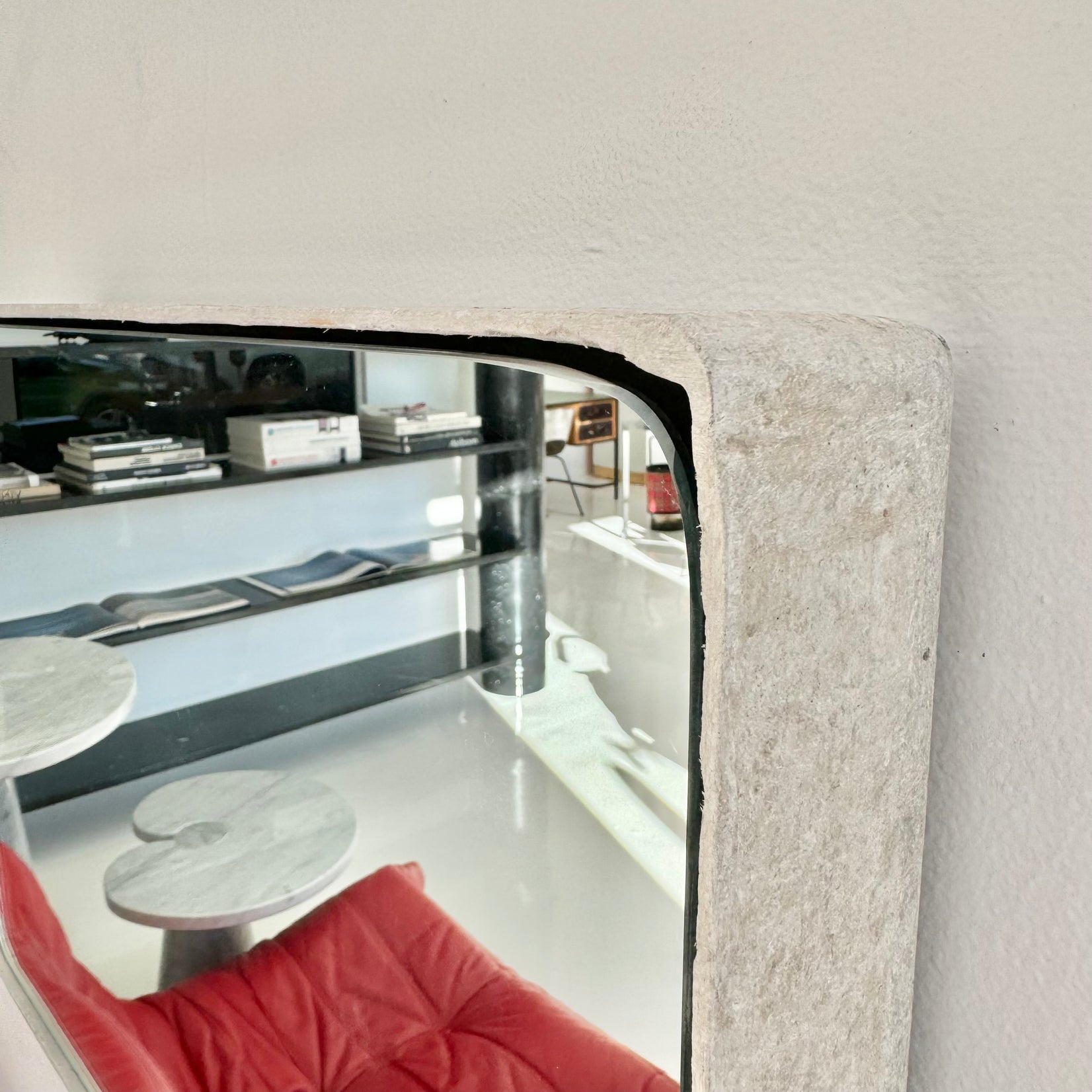 Rectangular Willy Guhl Concrete Mirror, 1960s Switzerland