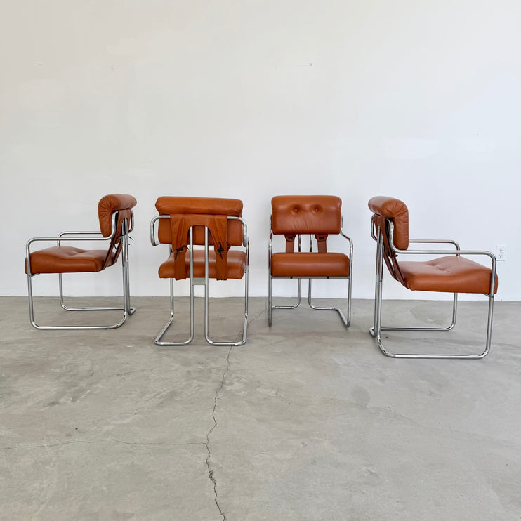 Set of 4 'Tucroma' Chairs in Cognac Leather