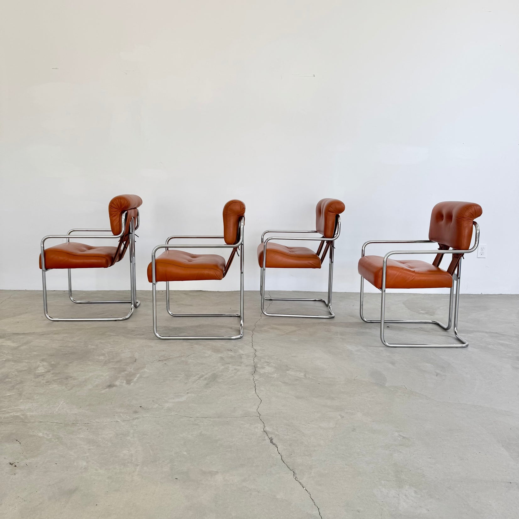 Set of 4 'Tucroma' Chairs in Cognac Leather